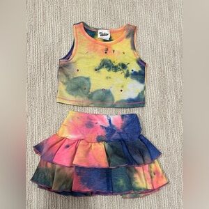 Colorful Tie-Dye Two-Piece Toddler Skirt Set